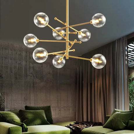Modern Clear Glass Gold Bubble Pendulum Light Chandelier for Dining Room 8 / Gold