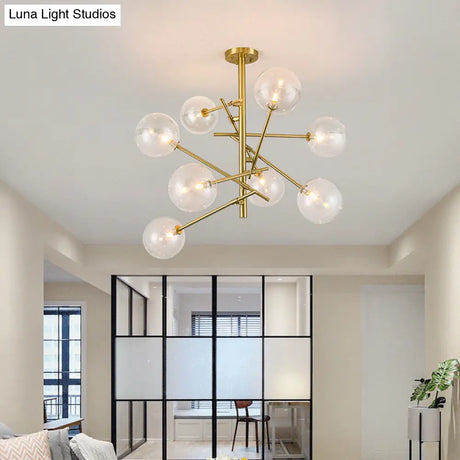 Modern Clear Glass Gold Bubble Pendulum Light Chandelier for Dining Room