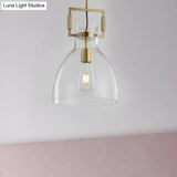 Modern Clear Glass Hanging Light - Sleek Suspension Lamp For Dining Room