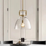 Modern Clear Glass Hanging Light - Sleek Suspension Lamp For Dining Room / Dome