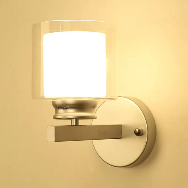 Modern Clear Glass Sconce Lighting - 1 Light Wall Mounted Fixture In Black/Chrome Chrome