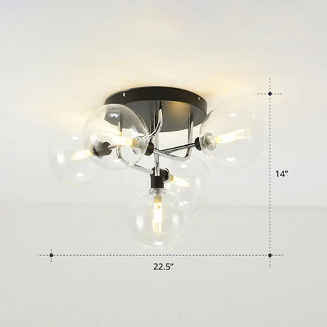 Modern Clear Glass Semi - Flush Ceiling Light - Stylish Flush Mount Fixture For Dining Room 5 /