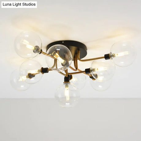 Modern Clear Glass Semi - Flush Ceiling Light - Stylish Flush Mount Fixture For Dining Room