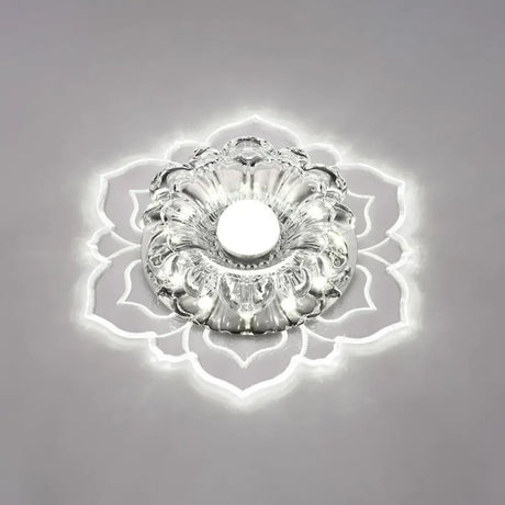 Modern Clear Led Flush Ceiling Light For Foyer - Blossom Shade Crystal / White