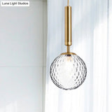 Modern Clear Prism Glass Pendant Light - 1 Head Hanging Lamp In Black/Brass