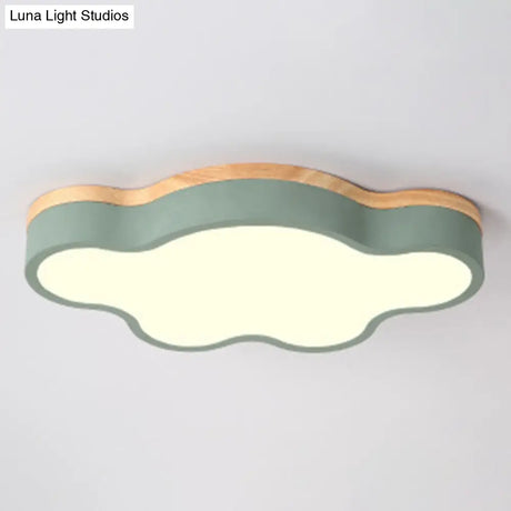 Modern Cloud Flush Mount Acrylic Ceiling Light For Bedroom Green / 19.5 White