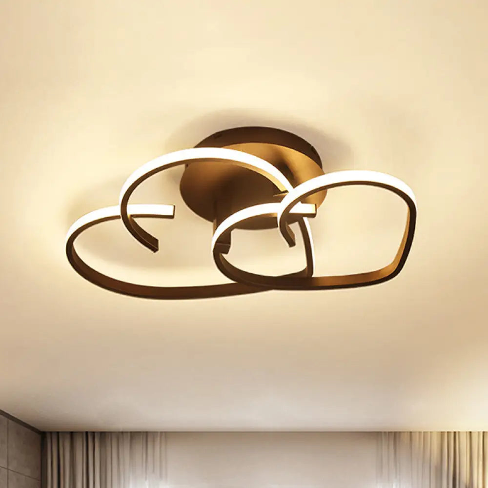Modern Coffee Heart Frame Led Iron Flush Light Fixture With Stepless Dimming – 21.5’/25.5’