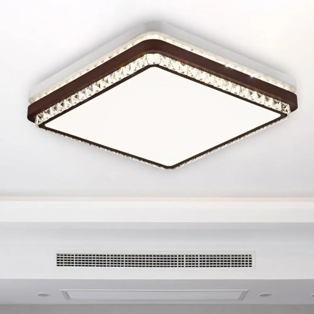 Modern Coffee Led Ceiling Light Fixture For Living Room - Dimmable Remote Control Multiple Shapes &