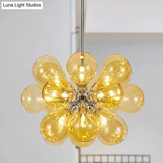 Modern 18-Head Cognac Glass Bubble Ceiling Light Chandelier Fixture