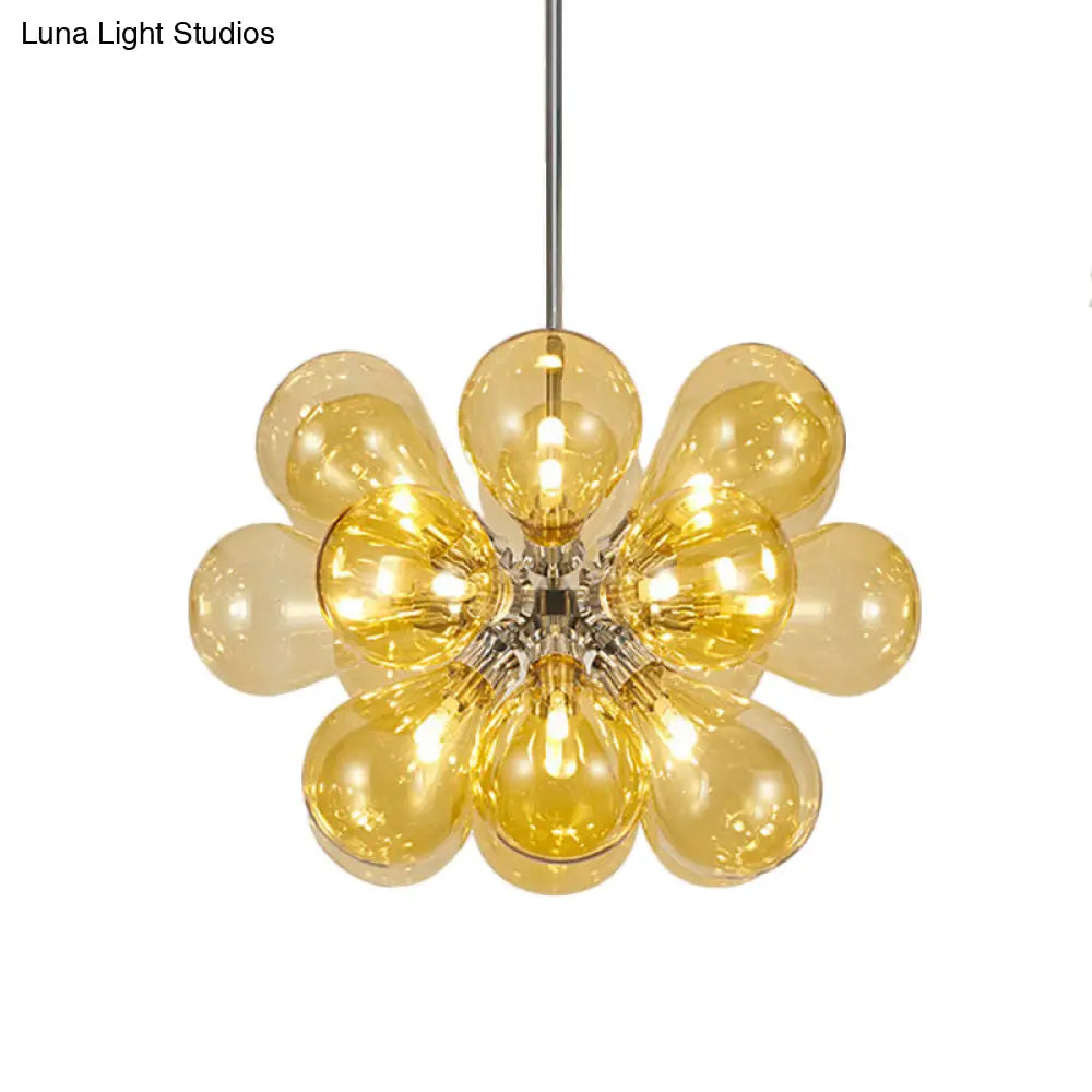 Modern 18-Head Cognac Glass Bubble Ceiling Light Chandelier Fixture