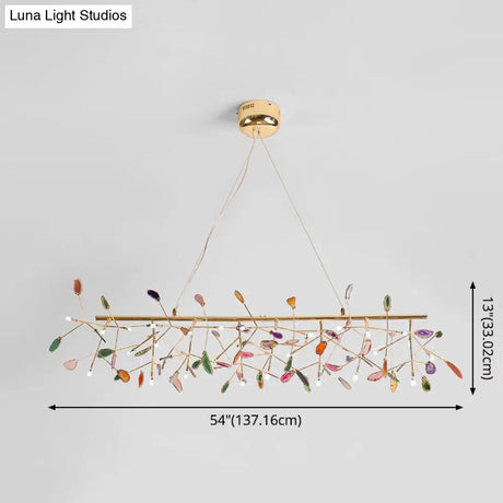 Modern Colorful Island Light Fixture With Agate Stone Pendant For Dining Restaurants