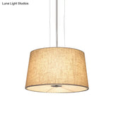Modern Cone Ceiling Chandelier Fabric Light With Diffuser - Flaxen Finish
