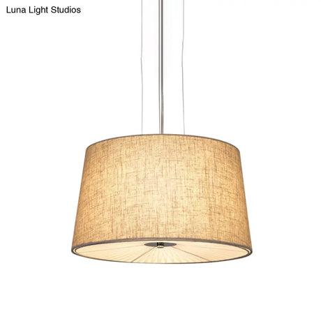 Modern Cone Ceiling Chandelier Fabric Light With Diffuser - Flaxen Finish