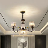 Modern Cone Crystal Chandelier Light With Down Lighting Pendant - 3/6-Head Black Design Featuring