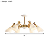 Modern Cone Frosted Glass Hanging Lamp: 6/8 Lights Gold Chandelier Fixture In Warm/White Light