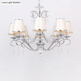 Modern Conical Fabric Shade Pendant Chandelier - 8 Heads Beige
