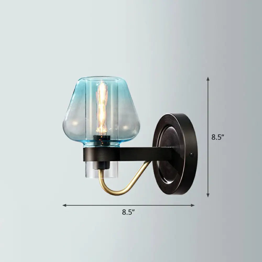 Modern Conical Porch Wall Mount Glass Light Fixture With 1-Light 1 / Blue