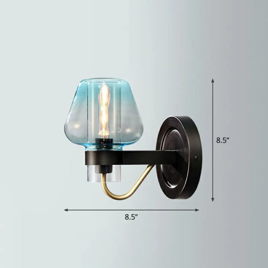 Modern Conical Porch Wall Mount Glass Light Fixture With 1-Light 1 / Blue