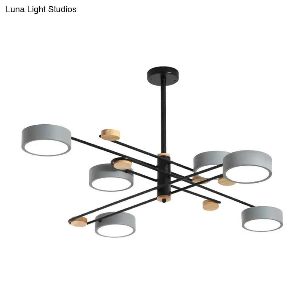 Modern Criss-Cross Led Chandelier - Nordic Style 6-Light Metal Hanging Lamp For Living Room