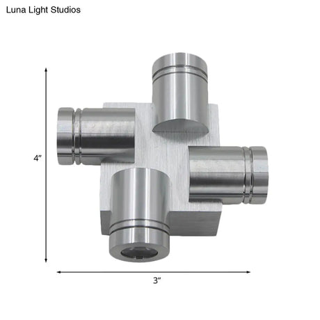 Modern Cross Aluminum Led Wall Sconce Light In Vibrant Yellow Pink Or Blue