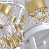 Modern Crown Shape Chandelier Light - Waterdrop Crystal 5 Lights Gold Ceiling Fixture