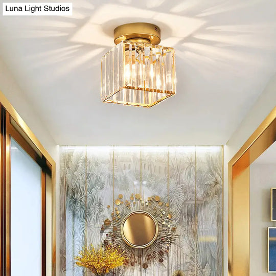 Modern Crystal 1-Light Corridor Semi Flush Mount Lamp - Small Ceiling Mounted Light