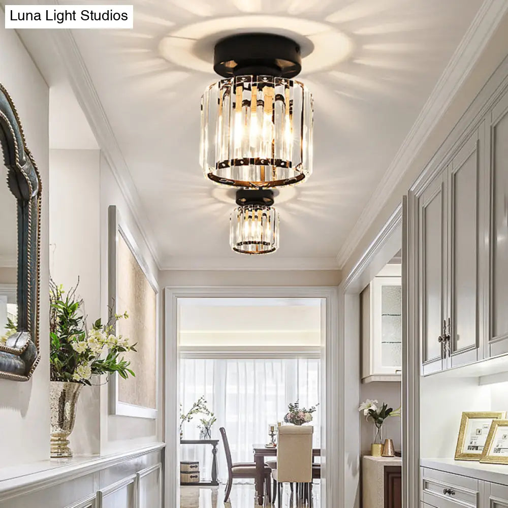 Modern Crystal 1 - Light Corridor Semi Flush Mount Lamp - Small Ceiling Mounted Light