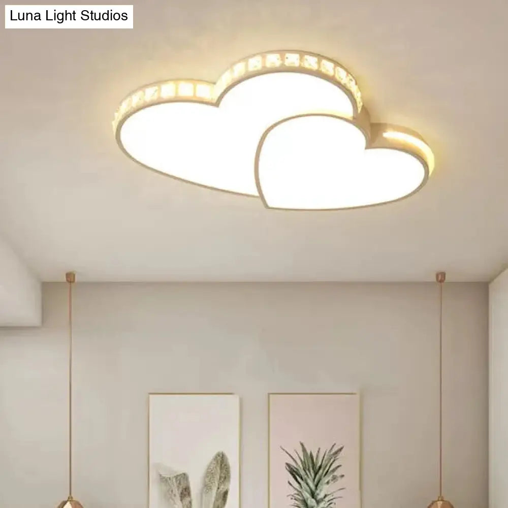 Modern Crystal Acrylic Led Ceiling Light In White For Child Bedroom