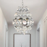 Modern Crystal Ball Chandelier - Silver Pendant Light For Corridor 3 Heads Cascading Design Clear /