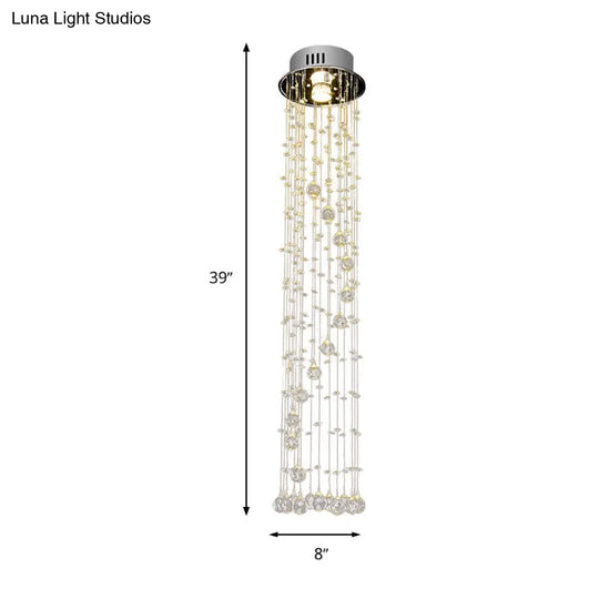 Modern Crystal Ball Flush Ceiling Light Fixture - Nickel Mount With 1