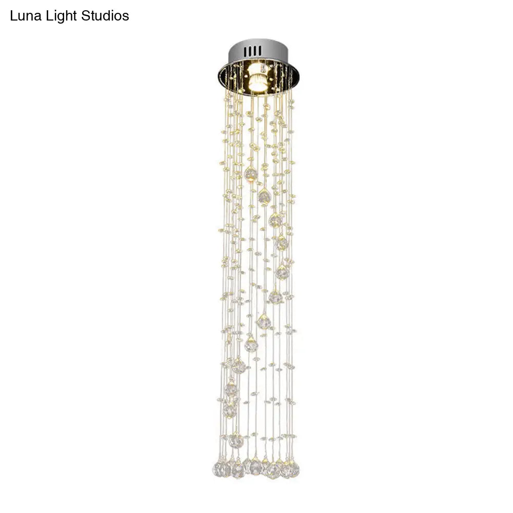 Modern Crystal Ball Flush Ceiling Light Fixture - Nickel Mount With 1