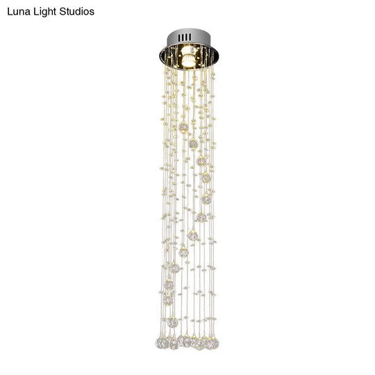 Modern Crystal Ball Flush Ceiling Light Fixture - Nickel Mount With 1