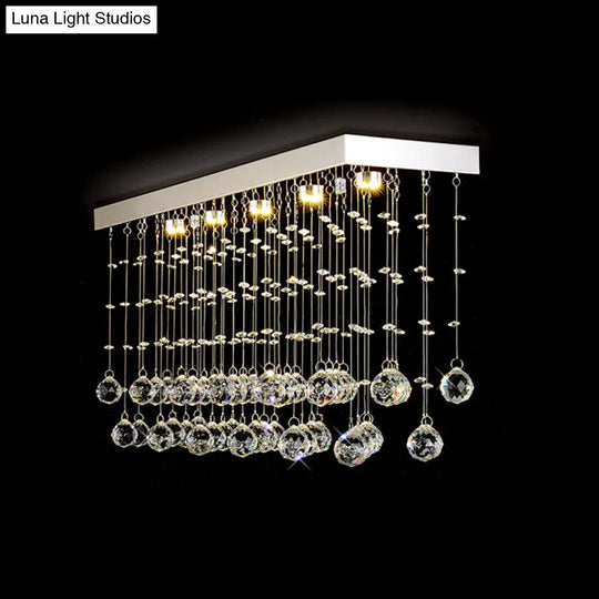 Modern Crystal Ball Flush Mount Ceiling Light With 4 Lights For Dining Room - Silver Available In 3