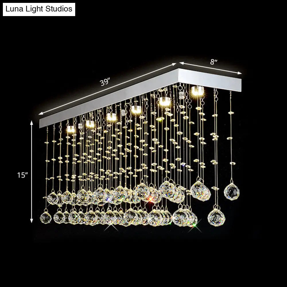 Modern Crystal Ball Flush Mount Ceiling Light With 4 Lights For Dining Room - Silver Available In 3