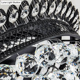 Modern Crystal Ball Led Flush Mount Lamp For Bedroom Ceiling - Black Dome Design