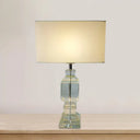 Modern Crystal Baluster Desk Lamp With Fabric Shade - White Table Light 1 Bulb