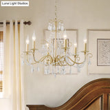 Modern Crystal Beaded Pendant Light Champagne Finish 3/6 Bulbs