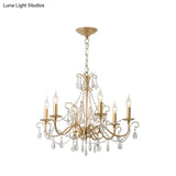 Modern Crystal Beaded Pendant Light Champagne Finish 3/6 Bulbs