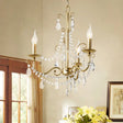 Modern Crystal Beaded Pendant Light Champagne Finish 3/6 Bulbs 3 / Champagne