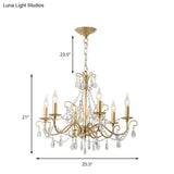 Modern Crystal Beaded Pendant Light Champagne Finish 3/6 Bulbs