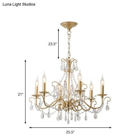 Modern Crystal Beaded Pendant Light Champagne Finish 3/6 Bulbs