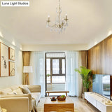 Modern Crystal Beaded Pendant Light Champagne Finish 3/6 Bulbs