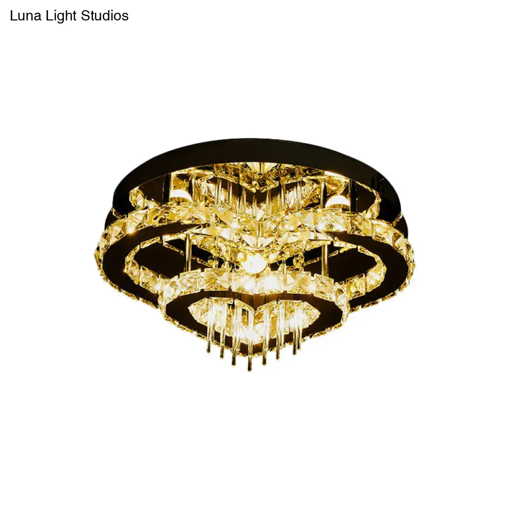 Modern Crystal Block And Rod Flush Mount Led Ceiling Light With Loving Heart Design