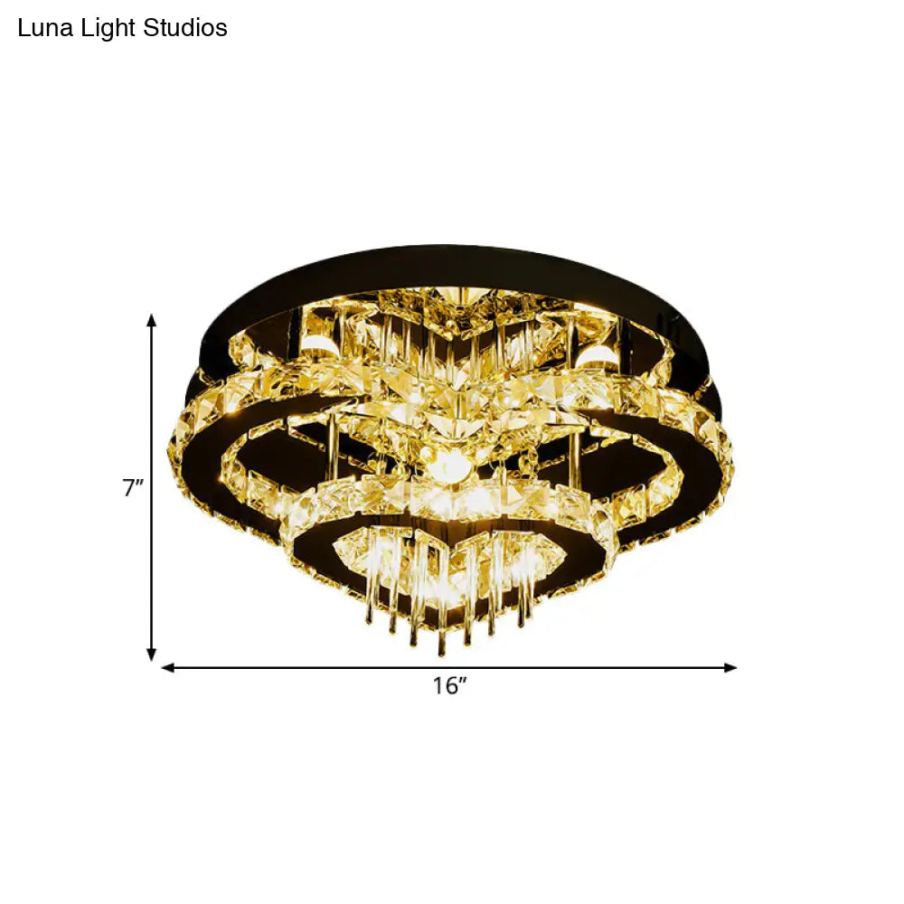 Modern Crystal Block And Rod Flush Mount Led Ceiling Light With Loving Heart Design