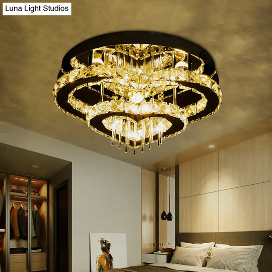 Modern Crystal Block And Rod Flush Mount Led Ceiling Light With Loving Heart Design