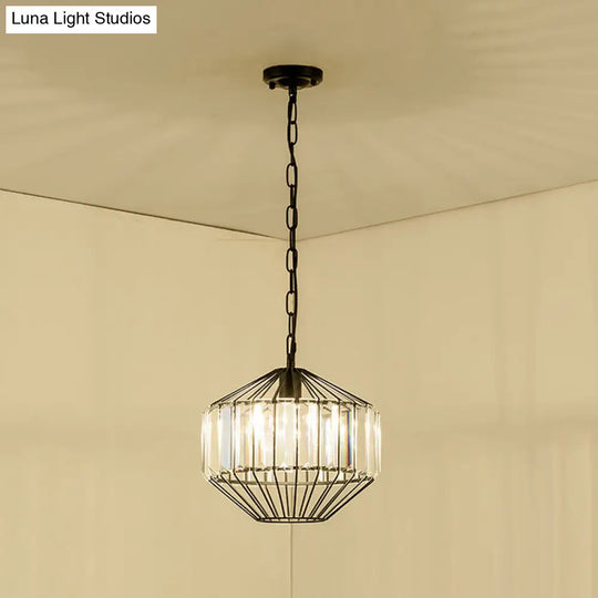 Modern Geometric Crystal Block Pendant Lamp - Black Ceiling Lighting