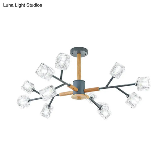 Modern Crystal Branch Chandelier With Gold/Grey Finish - 8/12 Bulbs Hanging Light Fixture
