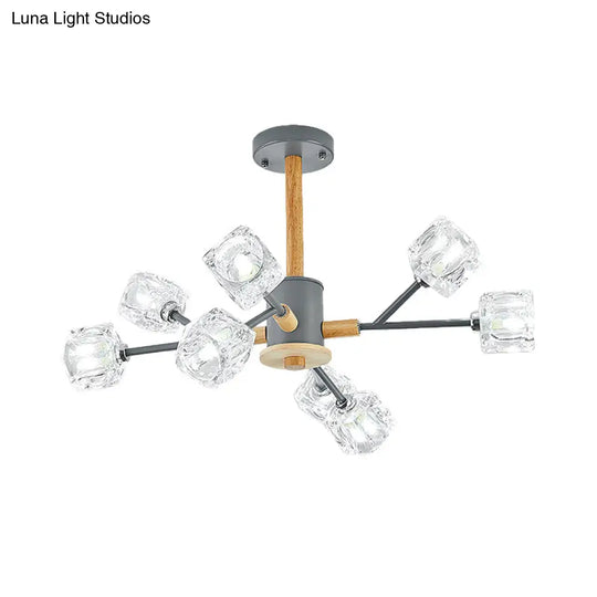 Modern Crystal Branch Chandelier With Gold/Grey Finish - 8/12 Bulbs Hanging Light Fixture