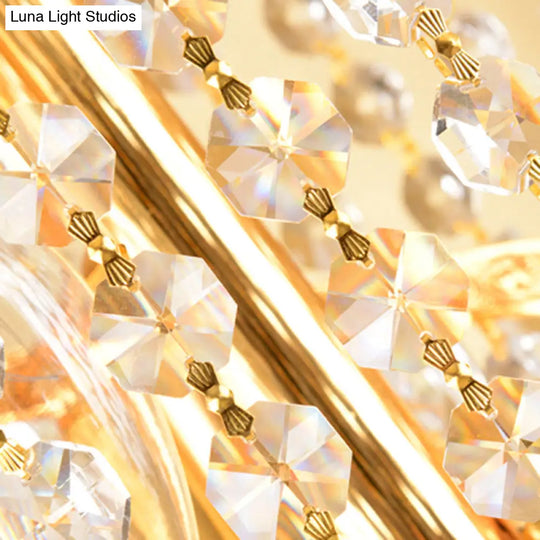 Modern Crystal Ceiling Chandelier - 15-Light Gold Pendant For Corridor