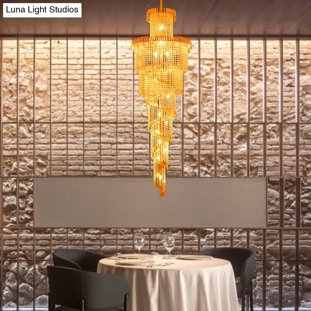 Modern Crystal Ceiling Chandelier - 15-Light Gold Pendant For Corridor